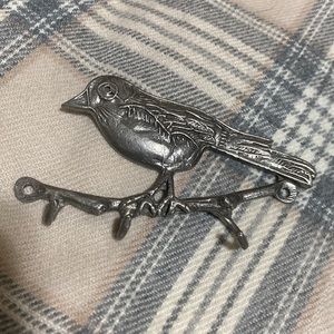 Pewter Bird 3 Hook Hanging Art